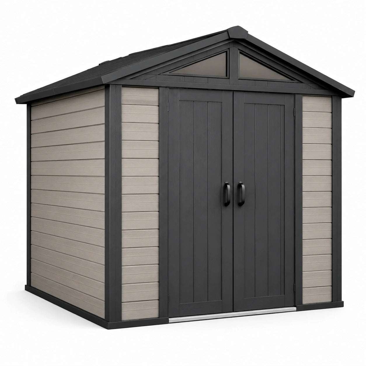 Abri de jardin en résine 185x152x226cm gris et beige