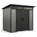 Abri de jardin en résine avec cadre en acier galvanisé et toiture en polycarbonate 200x190x220cm gris/noir