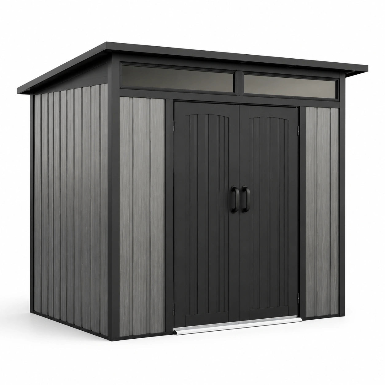 Abri de jardin en résine avec cadre en acier galvanisé et toiture en polycarbonate 200x190x220cm gris/noir