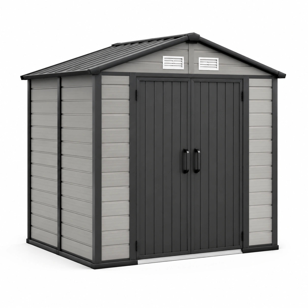Abri de jardin en plastique et acier 185x152x226 cm gris