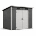 Abri de jardin en plastique renforcé, 210 x 130 x 215 cm, gris et blanc