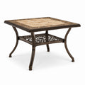 Table carrée en métal et céramique 90x90 cm marron