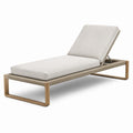 Chaise longue en bois et tissu polypropylène beige 200x70x35 cm