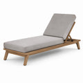 Chaise longue en bois avec coussin en tissu polyester gris