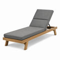 Chaise longue en bois de teck avec coussin gris