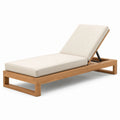 Chaise longue en teck avec coussin en tissu beige
