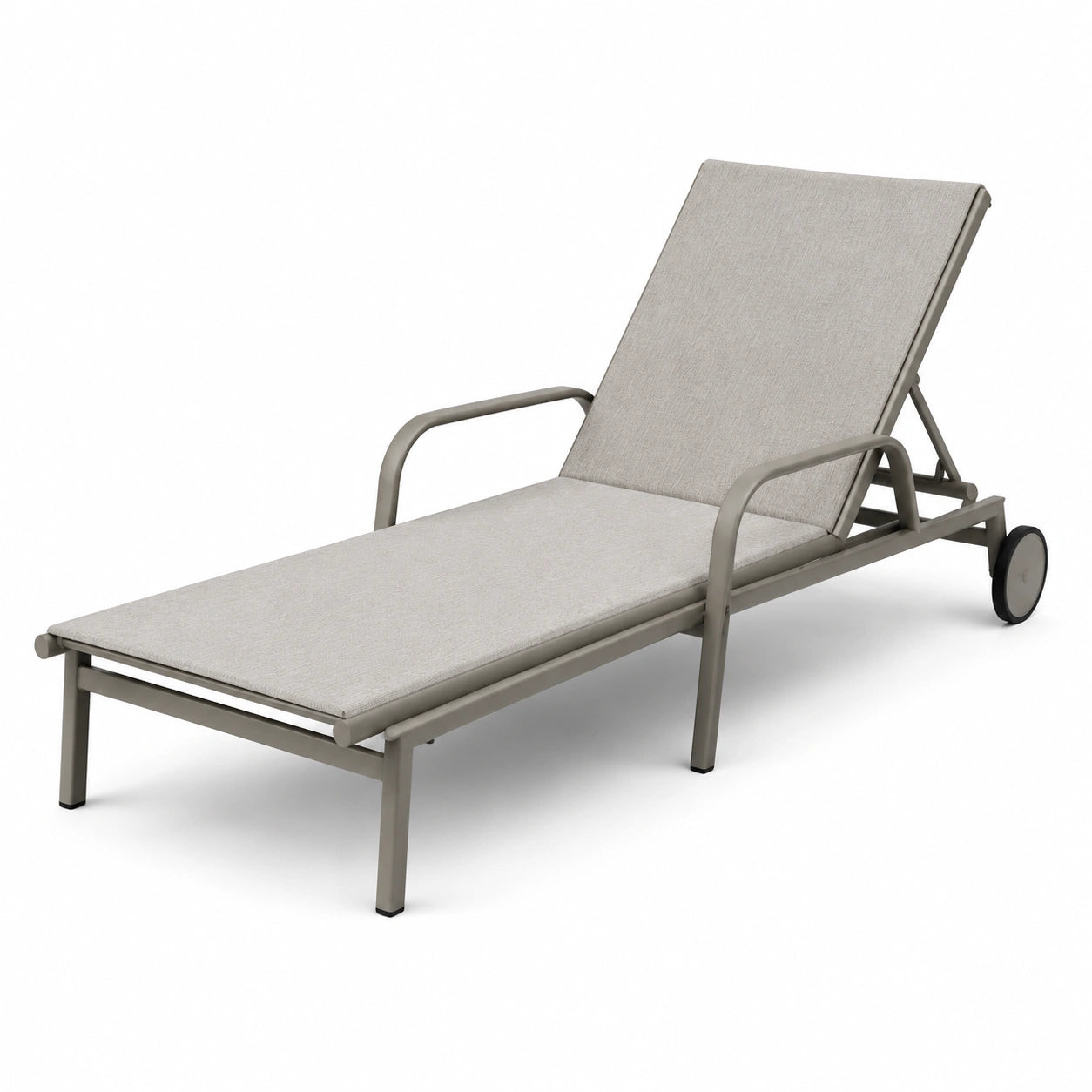 Chaise longue extérieure aluminium tissu polyester beige