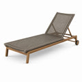 Chaise longue en bois de teck et corde tissée gris