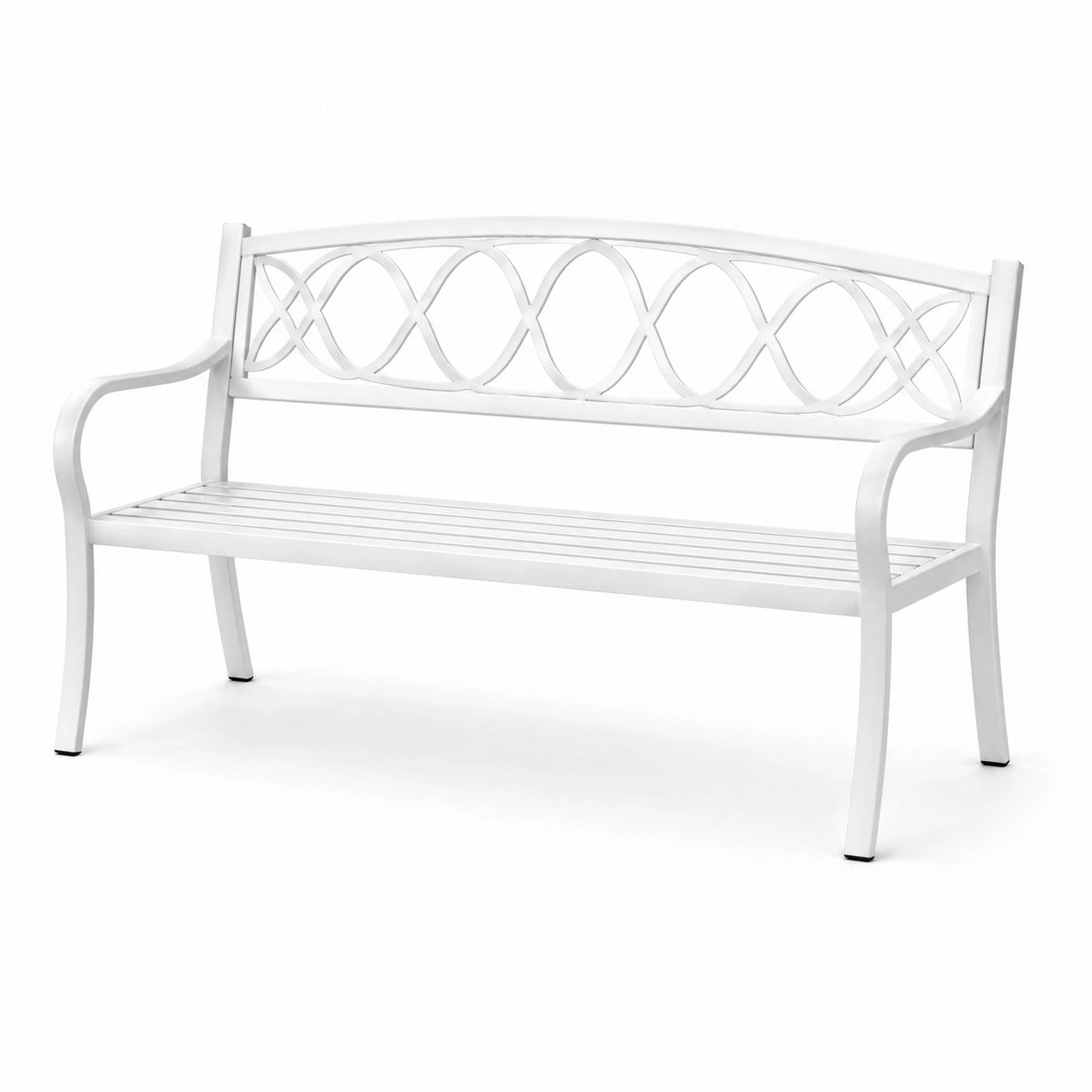 Banc de jardin en acier blanc 125 cm