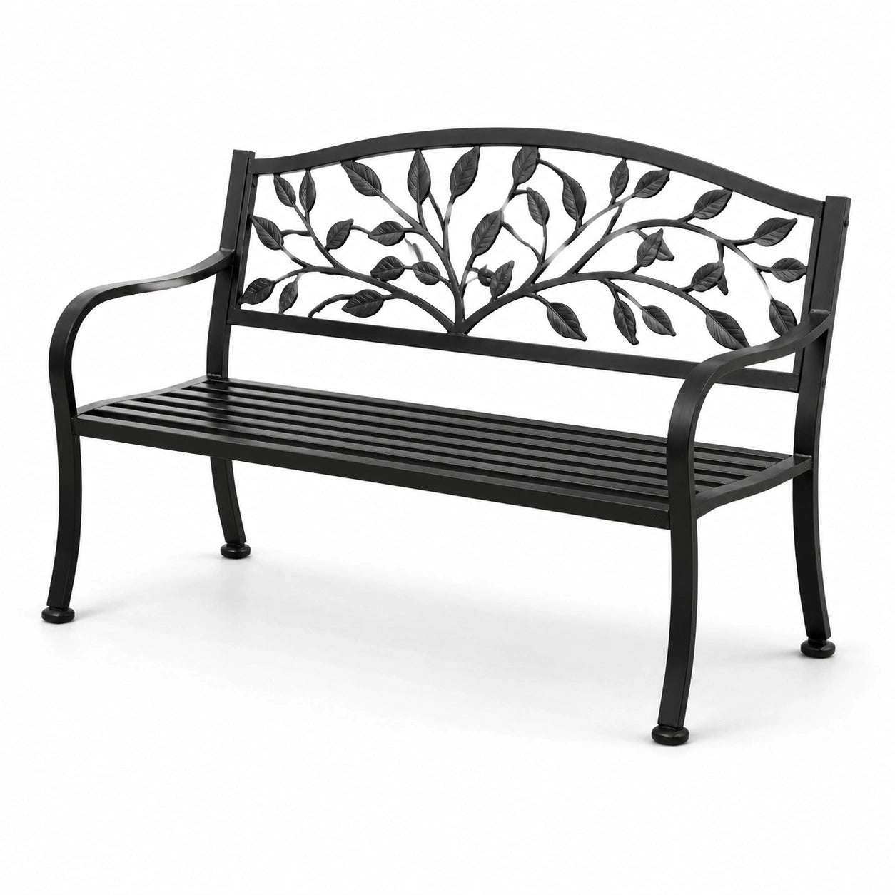 Banc de jardin en fer forgé 128 cm noir