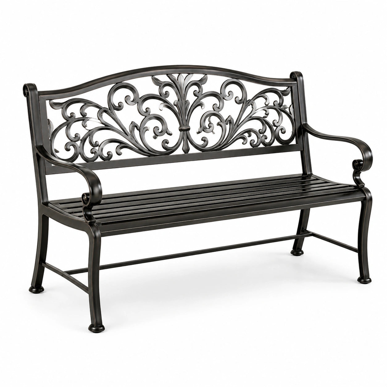 Banc de jardin en métal noir 130 cm