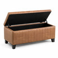 Coffre de rangement en cuir synthétique marron 120x40x45 cm