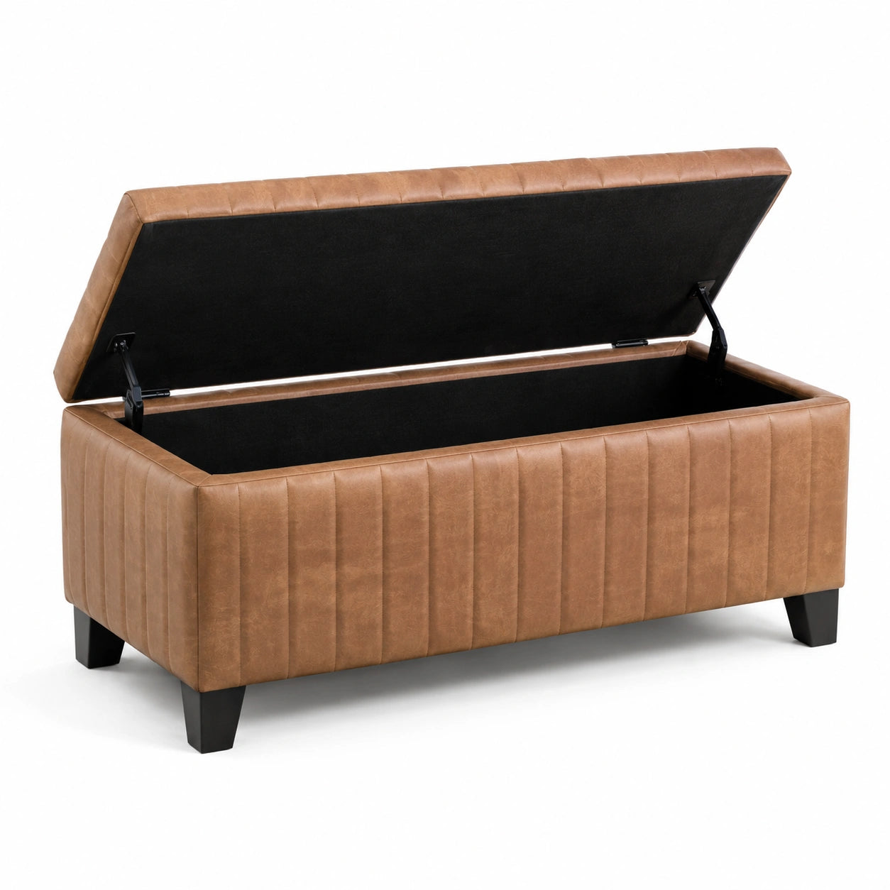 Coffre de rangement en cuir synthétique marron 120x40x45 cm