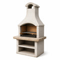 Barbecue en béton avec foyer en brique réfractaire 180 cm x 110 cm x 70 cm gris