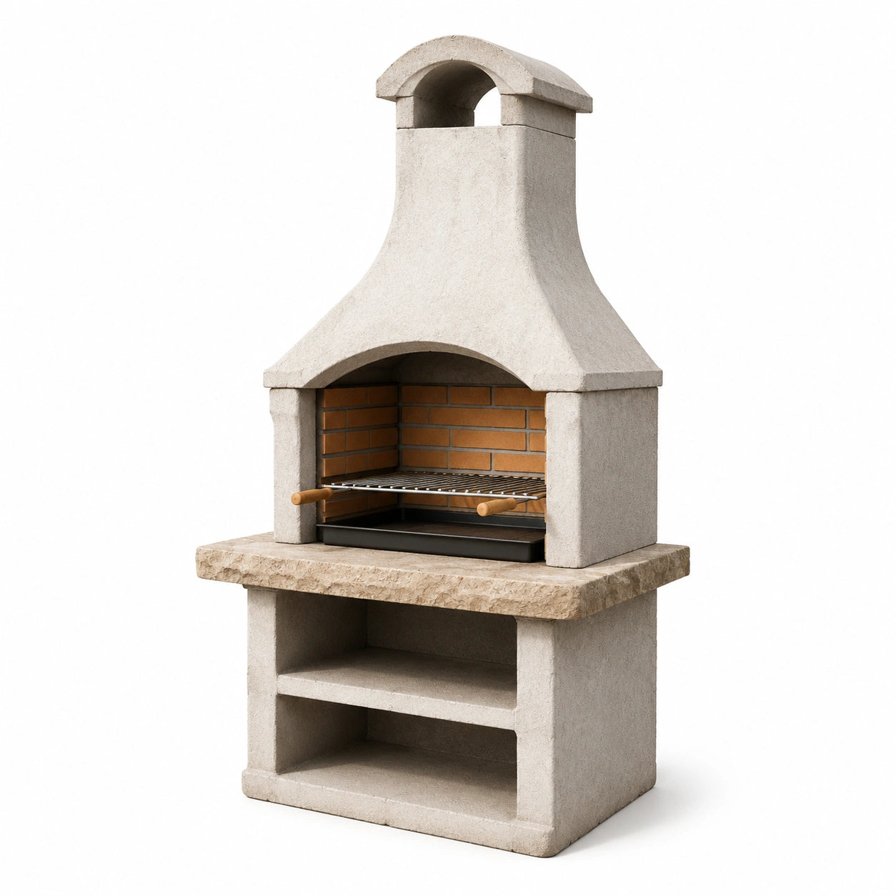 Barbecue en béton avec foyer en brique réfractaire 180 cm x 110 cm x 70 cm gris