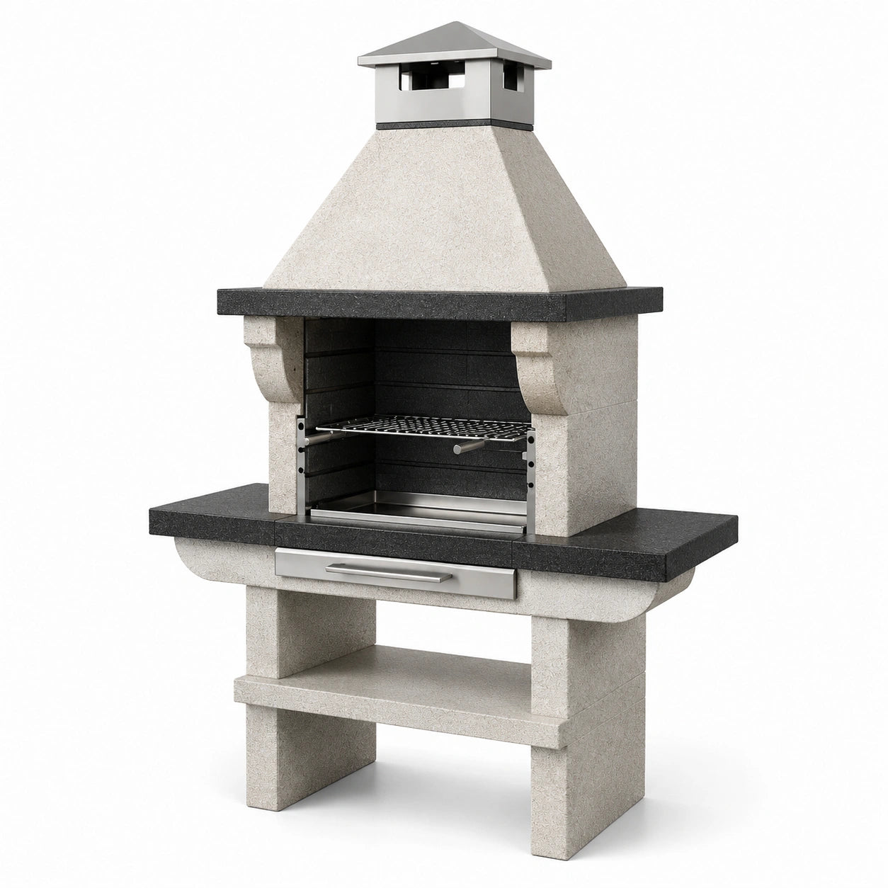 Barbecue en béton avec grille en acier inoxydable pour extérieur