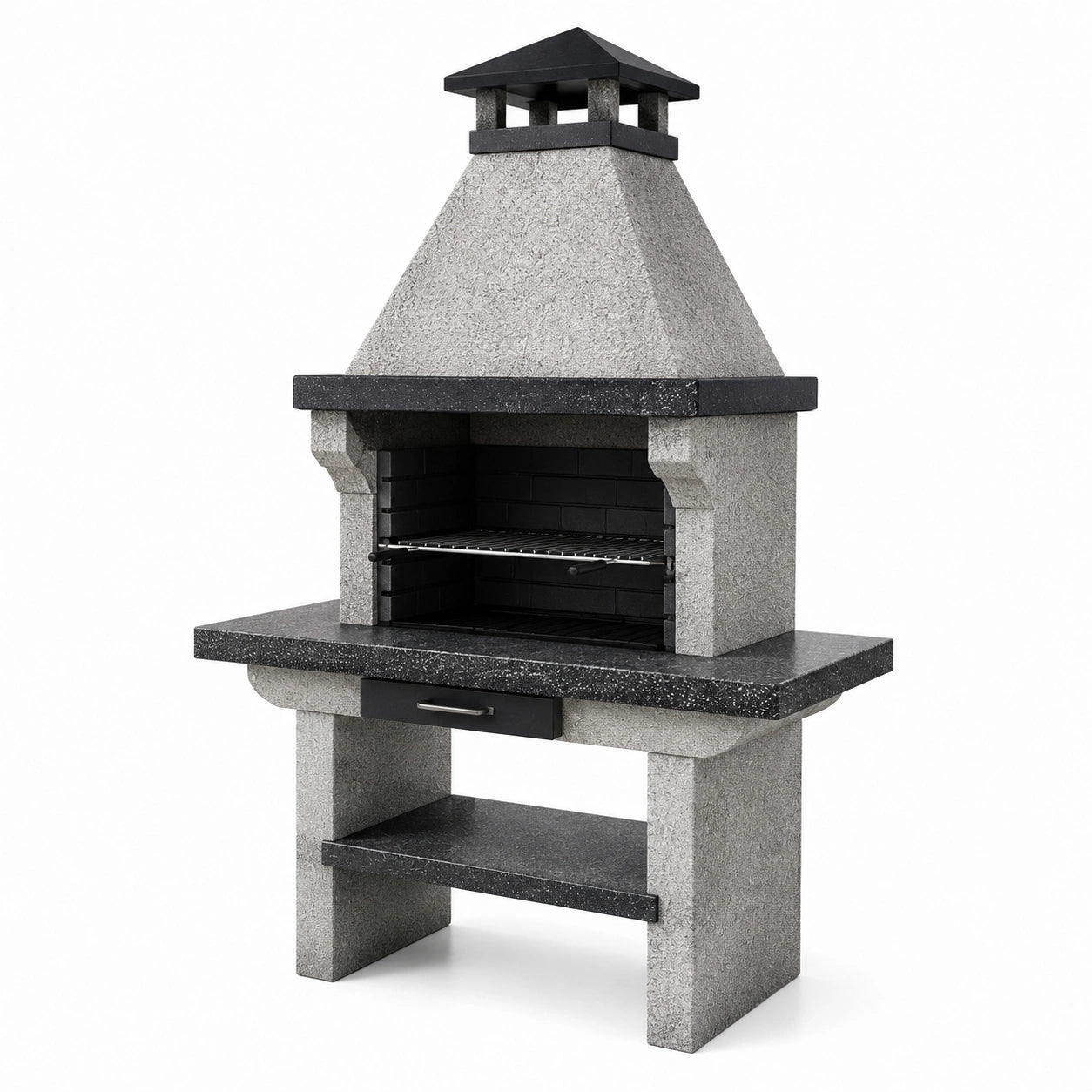 Barbecue en béton avec grille en acier inoxydable, gris/noir
