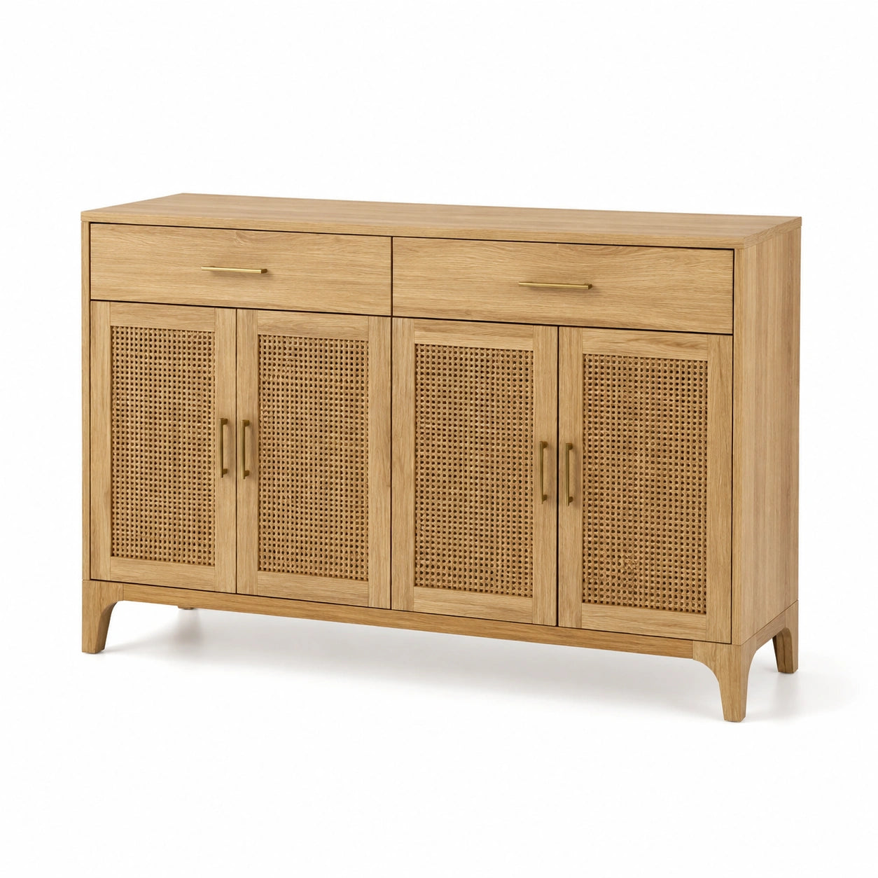 Buffet en bois avec portes en rotin chêne naturel