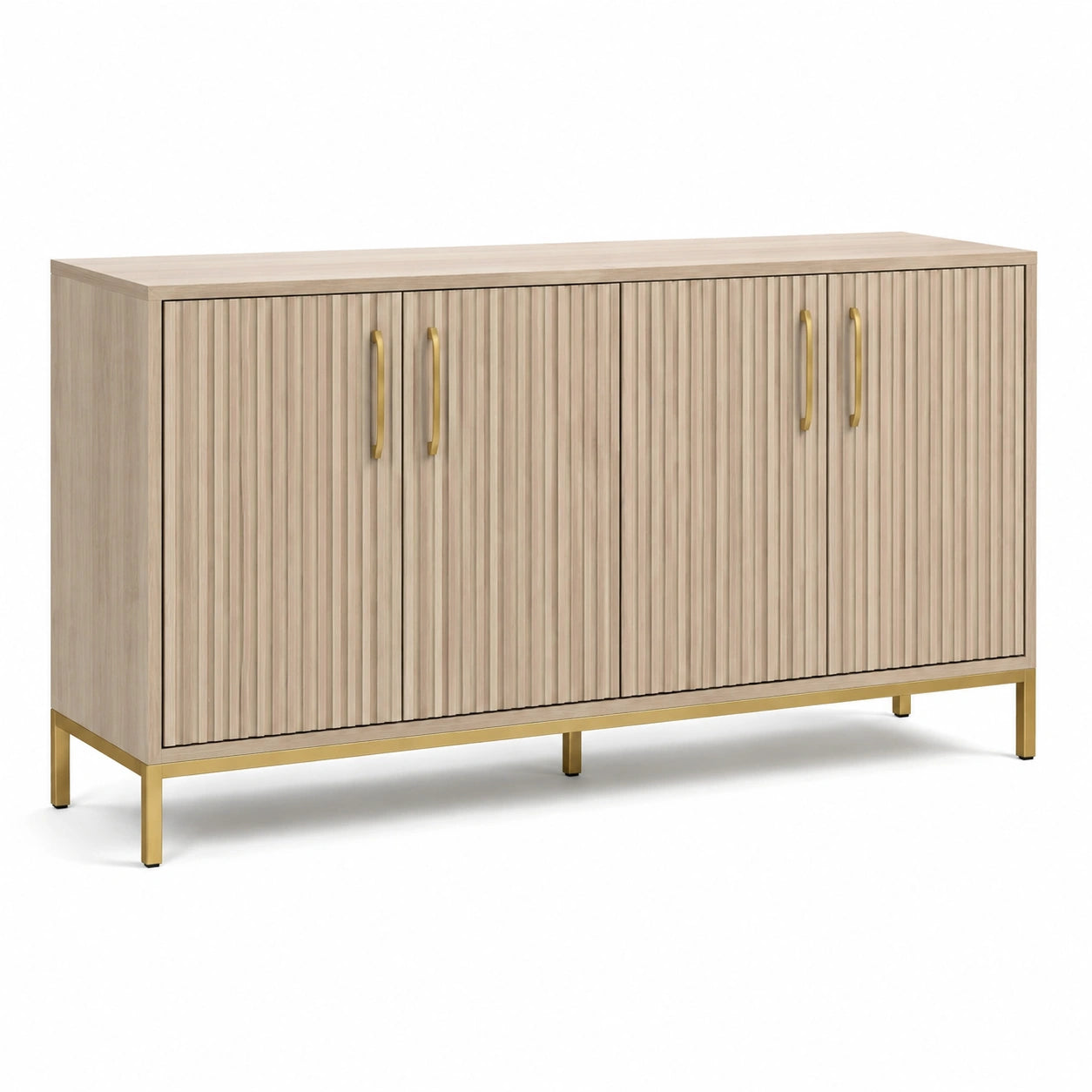 Buffet en Bois avec Pieds Dorés 180x45x75 cm Beige