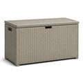 Coffre de rangement extérieur en plastique tressé 117x45x57 cm beige