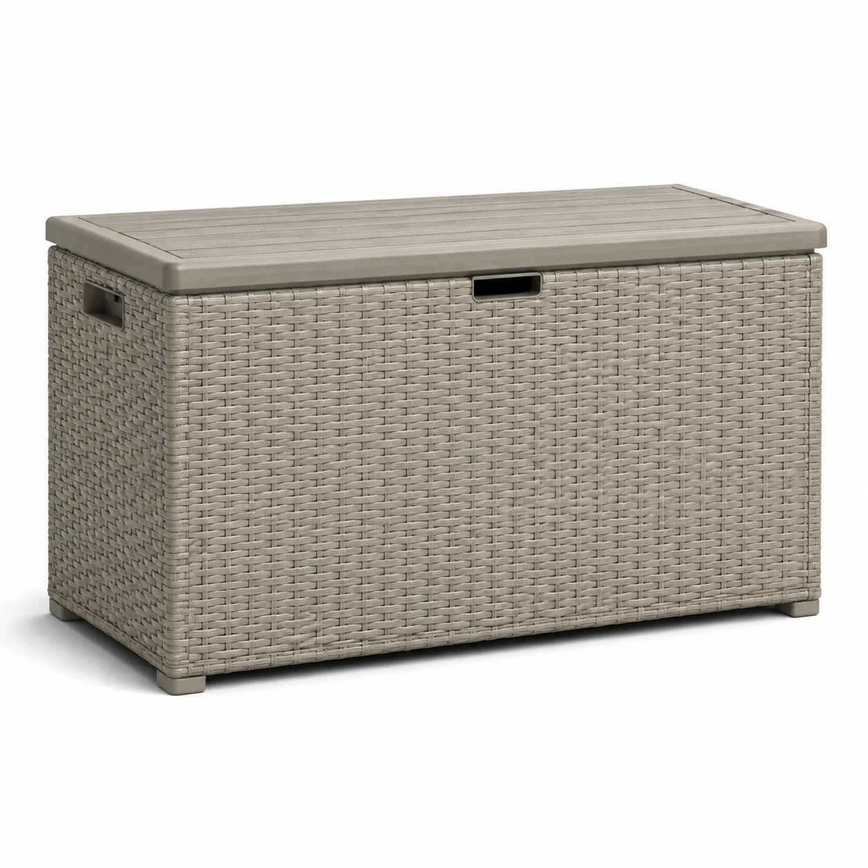 Coffre de rangement extérieur en plastique tressé 117x45x57 cm beige