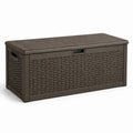 Coffre de rangement en plastique tressé brun