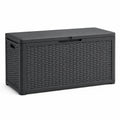 Coffre de rangement extérieur en plastique tressé noir 120x50x60 cm