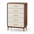 Commode 5 tiroirs en bois et métal doré