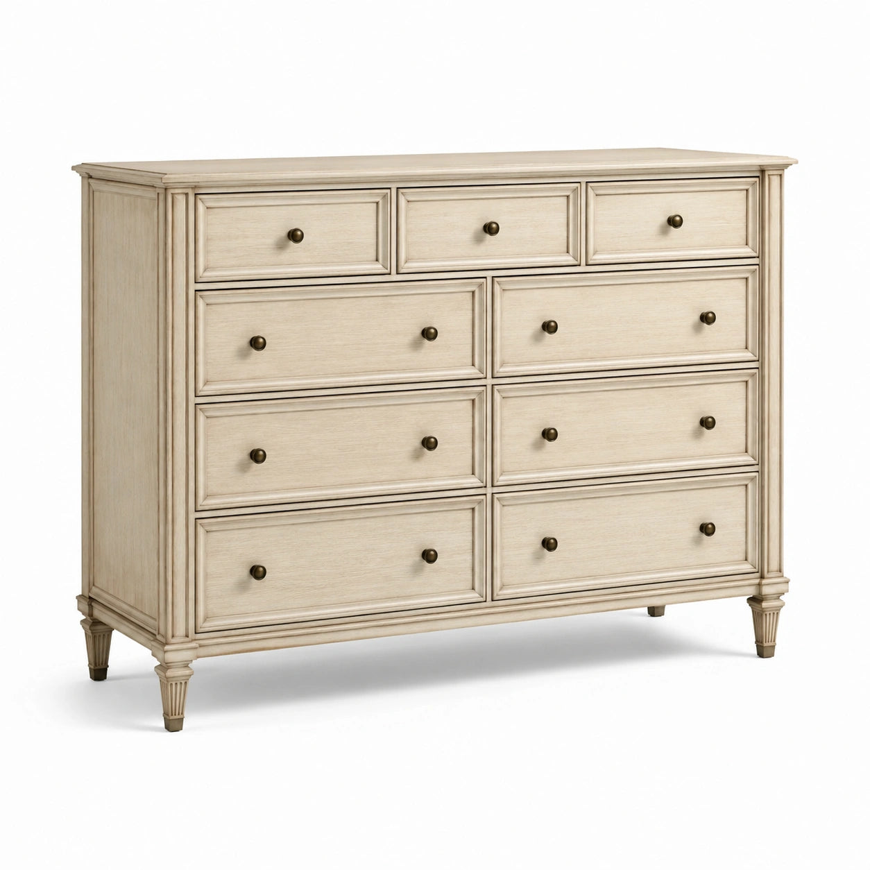Commode en bois d'érable 9 tiroirs beige