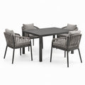 Ensemble de jardin en aluminium avec table et chaises en corde synthétique grise