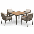 Ensemble de jardin en aluminium et bois avec chaises en corde